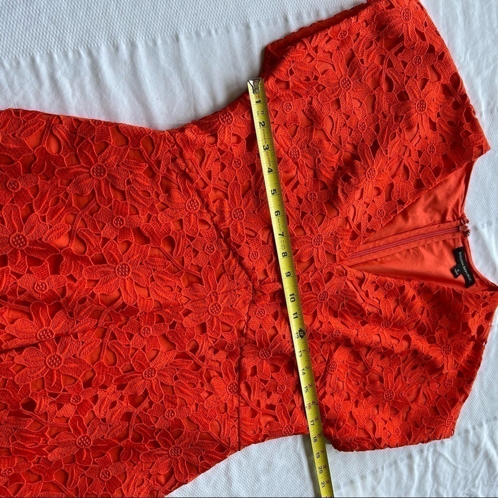 Banana Republic Embroidered V-Neck Dress in Reddish Orange Color in Size 6 - Picture 10 of 13